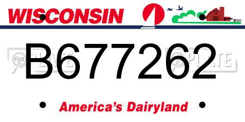 B677262 Wisconsin License Plate