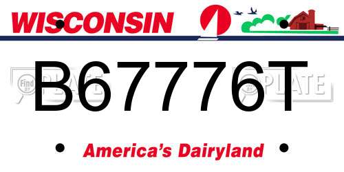 B67776T Wisconsin License Plate