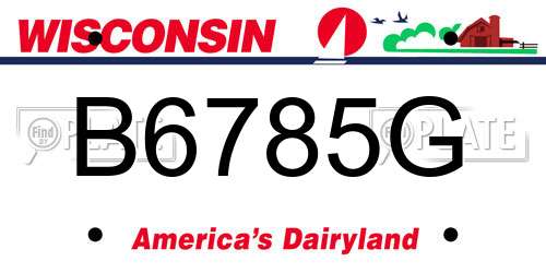 B6785G Wisconsin License Plate