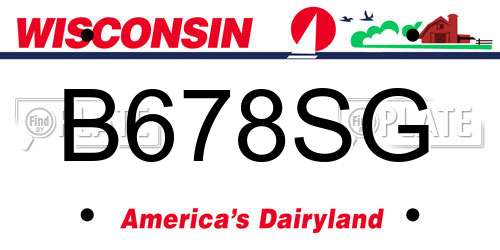 B678SG Wisconsin License Plate