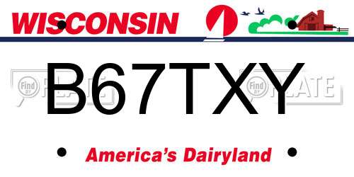 B67TXY Wisconsin License Plate