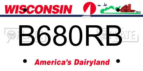 B680RB Wisconsin License Plate