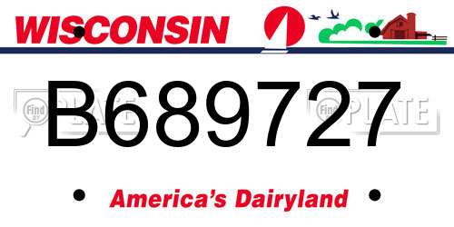 B689727 Wisconsin License Plate
