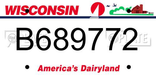 B689772 Wisconsin License Plate