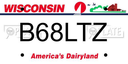 B68LTZ Wisconsin License Plate