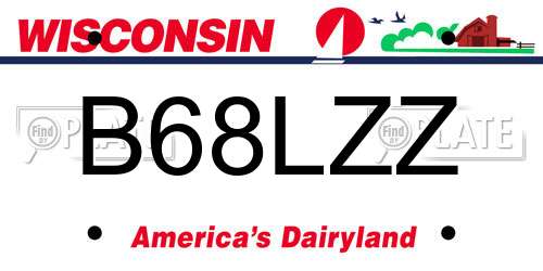 B68LZZ Wisconsin License Plate