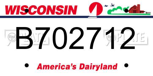 B702712 Wisconsin License Plate