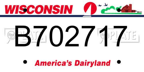B702717 Wisconsin License Plate
