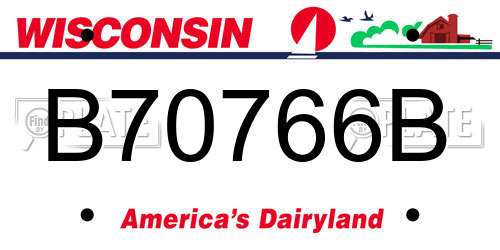 B70766B Wisconsin License Plate
