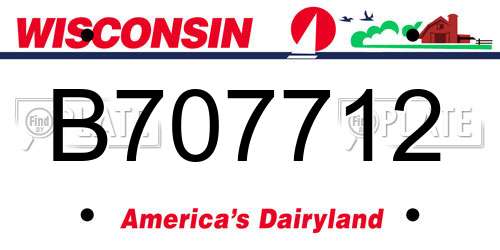 B707712 Wisconsin License Plate