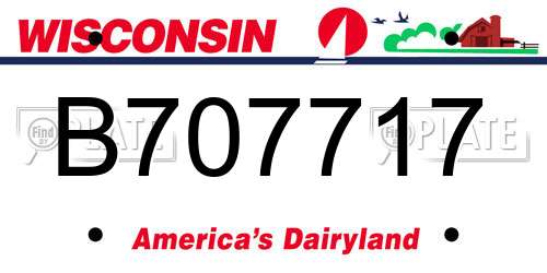 B707717 Wisconsin License Plate