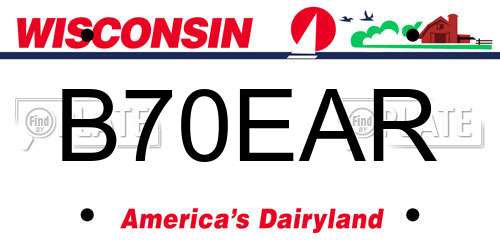 B70EAR Wisconsin License Plate
