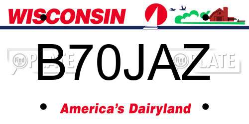 B70JAZ Wisconsin License Plate