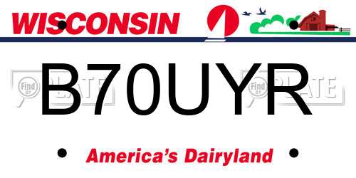 B70UYR Wisconsin License Plate