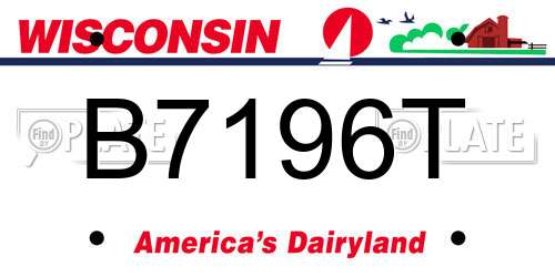B7196T Wisconsin License Plate