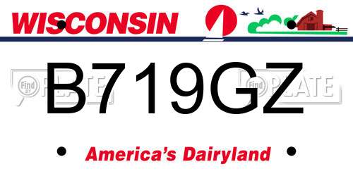 B719GZ Wisconsin License Plate
