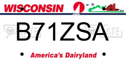 B71ZSA Wisconsin License Plate