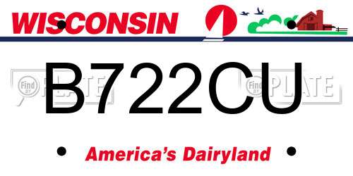 B722CU Wisconsin License Plate