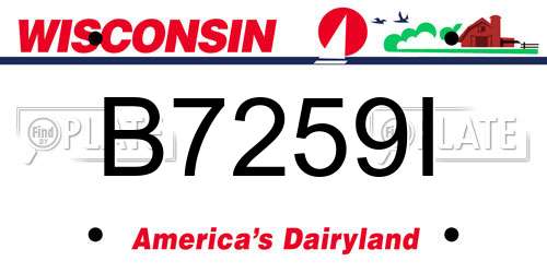 B7259I Wisconsin License Plate