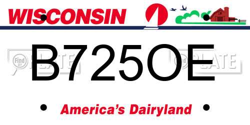 B725OE Wisconsin License Plate