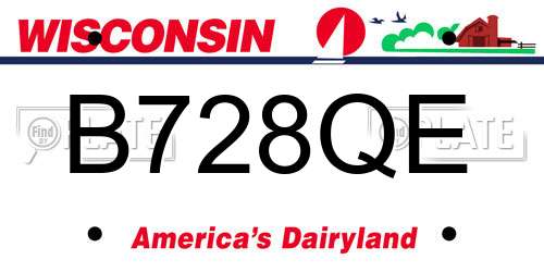 B728QE Wisconsin License Plate