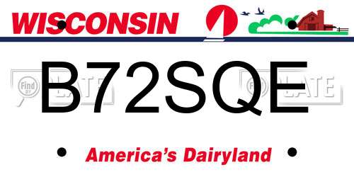 B72SQE Wisconsin License Plate