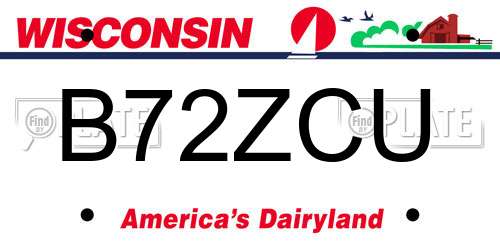 B72ZCU Wisconsin License Plate