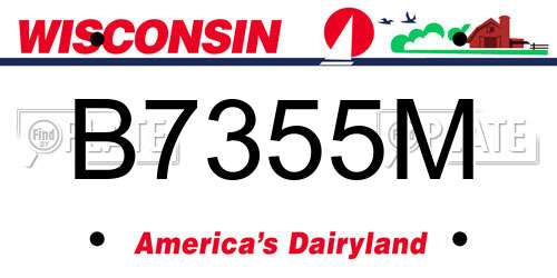 B7355M Wisconsin License Plate