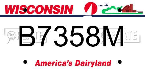 B7358M Wisconsin License Plate