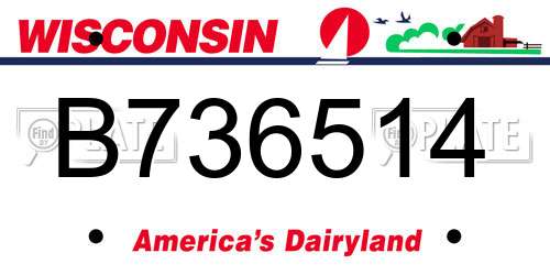 B736514 Wisconsin License Plate