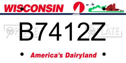 B7412Z Wisconsin License Plate