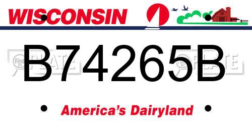 B74265B Wisconsin License Plate