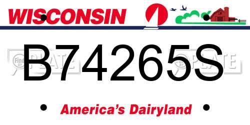 B74265S Wisconsin License Plate