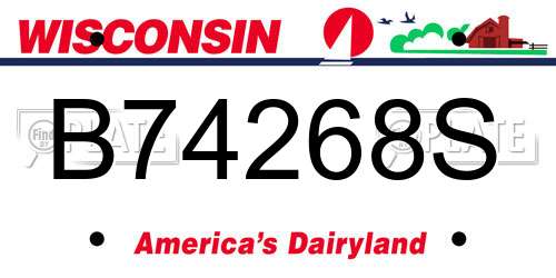 B74268S Wisconsin License Plate