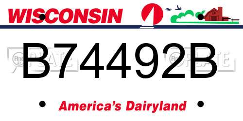 B74492B Wisconsin License Plate