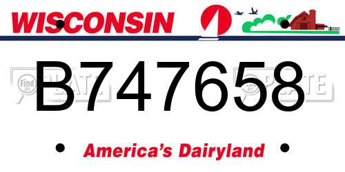 B747658 Wisconsin License Plate