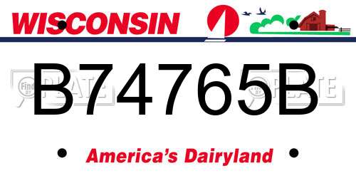 B74765B Wisconsin License Plate
