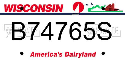 B74765S Wisconsin License Plate