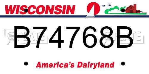 B74768B Wisconsin License Plate