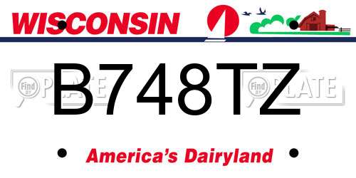 B748TZ Wisconsin License Plate
