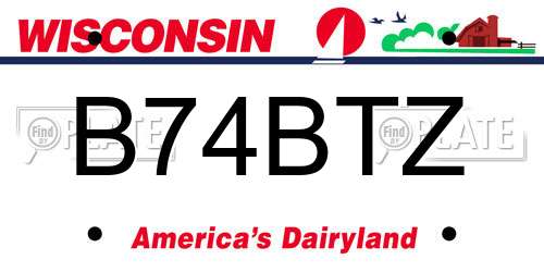 B74BTZ Wisconsin License Plate