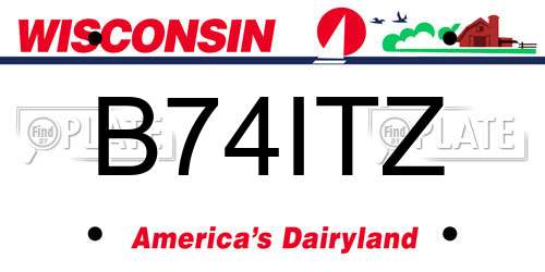 B74ITZ Wisconsin License Plate