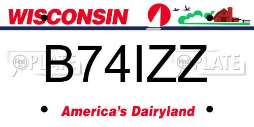 B74IZZ Wisconsin License Plate