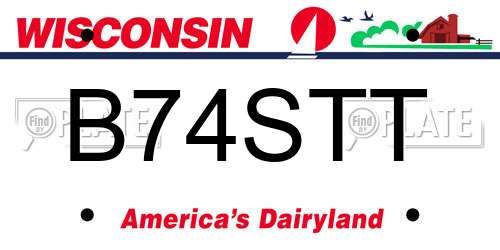 B74STT Wisconsin License Plate