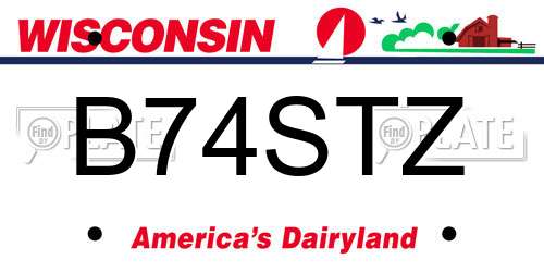 B74STZ Wisconsin License Plate