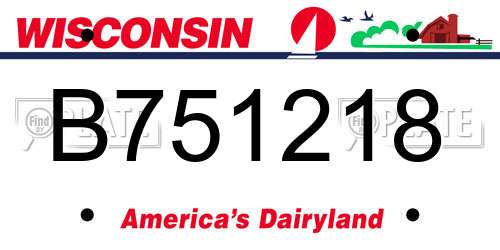B751218 Wisconsin License Plate