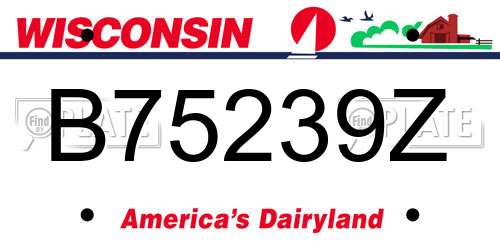 B75239Z Wisconsin License Plate