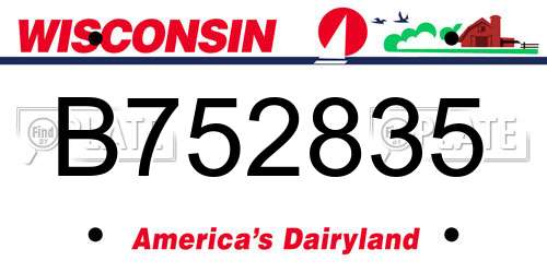 B752835 Wisconsin License Plate