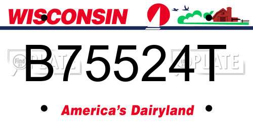 B75524T Wisconsin License Plate