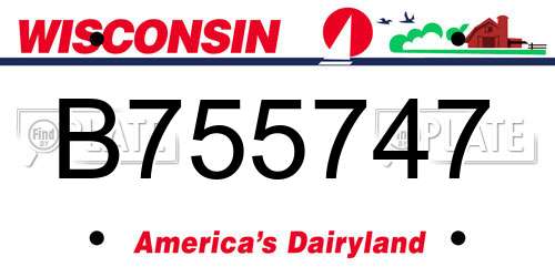 B755747 Wisconsin License Plate